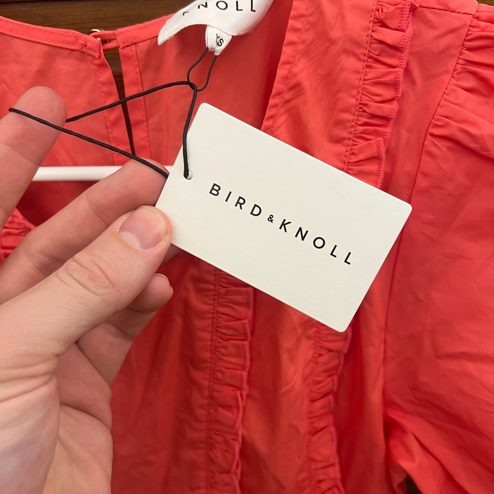 Bird & Knoll Rosalie Dress In Watermelon Red/Pink Size Xs Nwt's $470 Women's — image 4 of 8